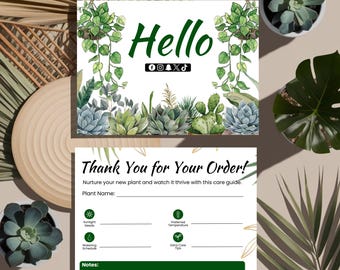 Plant Care Card, Care Card Template, Succulent Plant Care Card, Indoor Plant Card, Houseplant Care Card Guide, Canva Template