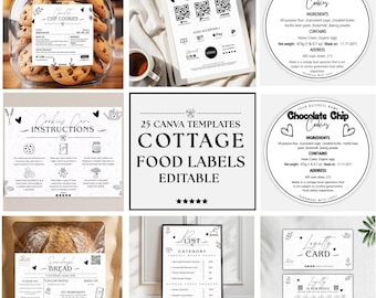 Editable Cottage Food Labels Bundle, DIY Bakery Food Ingredient Labels, Printable Homemade Food Labels, Instant Download