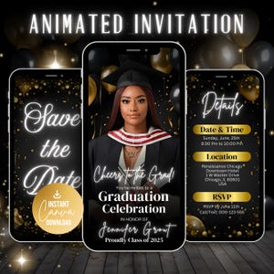 Digital & Editable Save the Date Grad E-Invite Template, Instant Download Iphone Invitation, Text Message Invite, Class of 2025 College Grad
