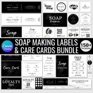 Editable Soap Business Bundle, Editable Soap Labels, Soap Care Cards, Soap Business Branding Kit, Canva Template Instant Download