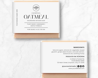 Editable Soap Label Template, Wrap Around Soap Label, Printable DIY Modern Soap Wrappers, Body Product Labels, Canva Template