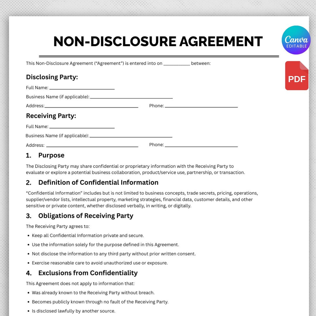 Nda Form Financial Professional Nda Form,editable Confidential Disclosure Agreement,non ...