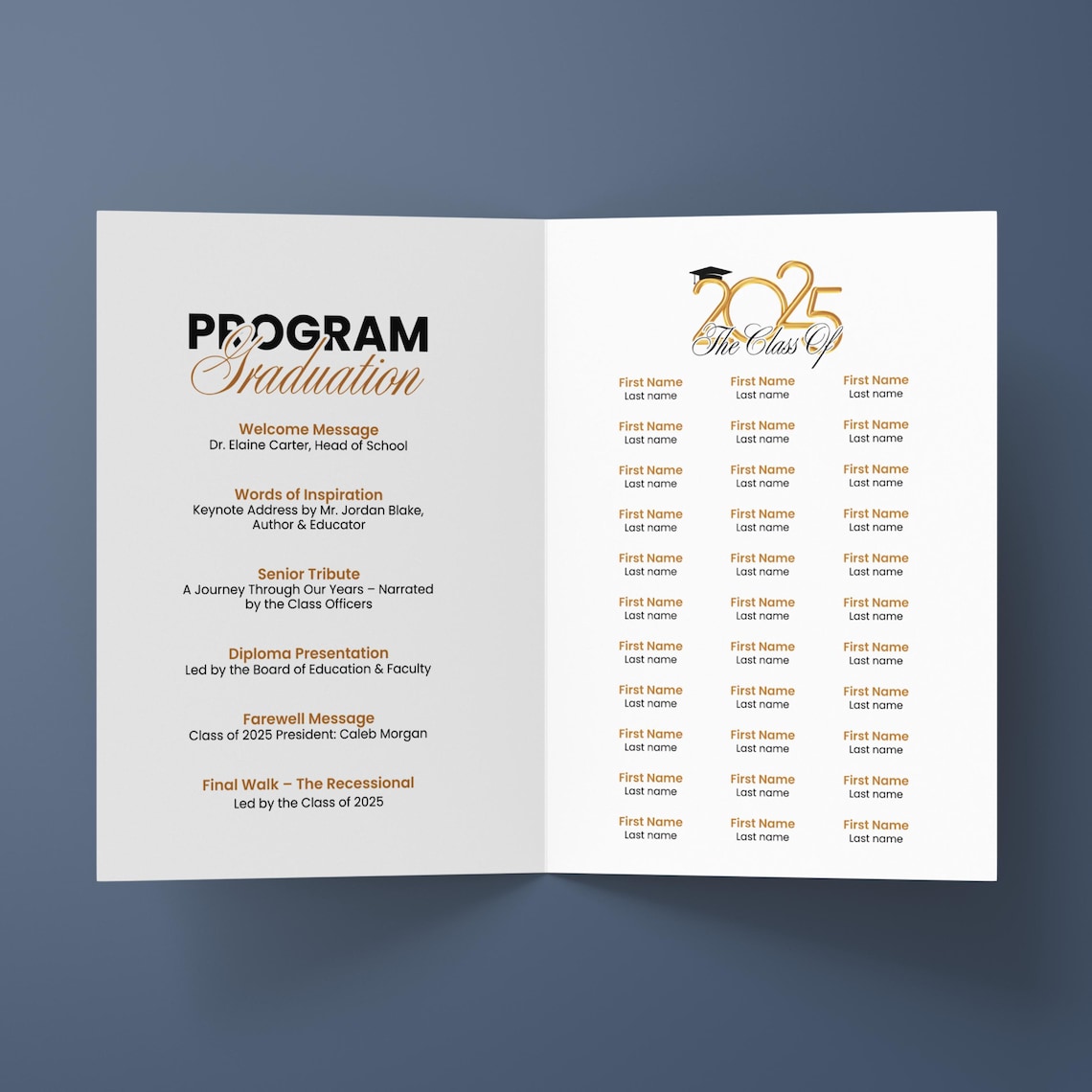 2025 Graduation Program Template, Editable 2025 Ceremony Card, Class of ...