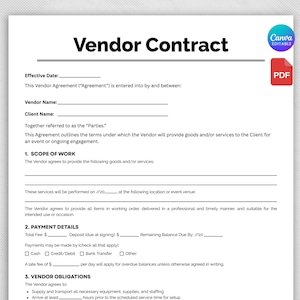 Catering Vendor, Event Agreement, Event VendorSales Contract, Printable Sales Contract,Event Vendor Contract Template,Event Vendor Agreement