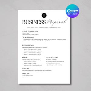 Mall för affärsförslag, professionell presentation för småföretag, minimalistiska affärsmallar för nya kunder, Canva-mall för affärsförslag