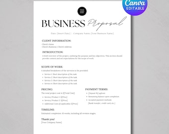 Business Proposal Template, Professional Small Business Presentation, New Client Minimal Business Templates Business Proposal Canva Template