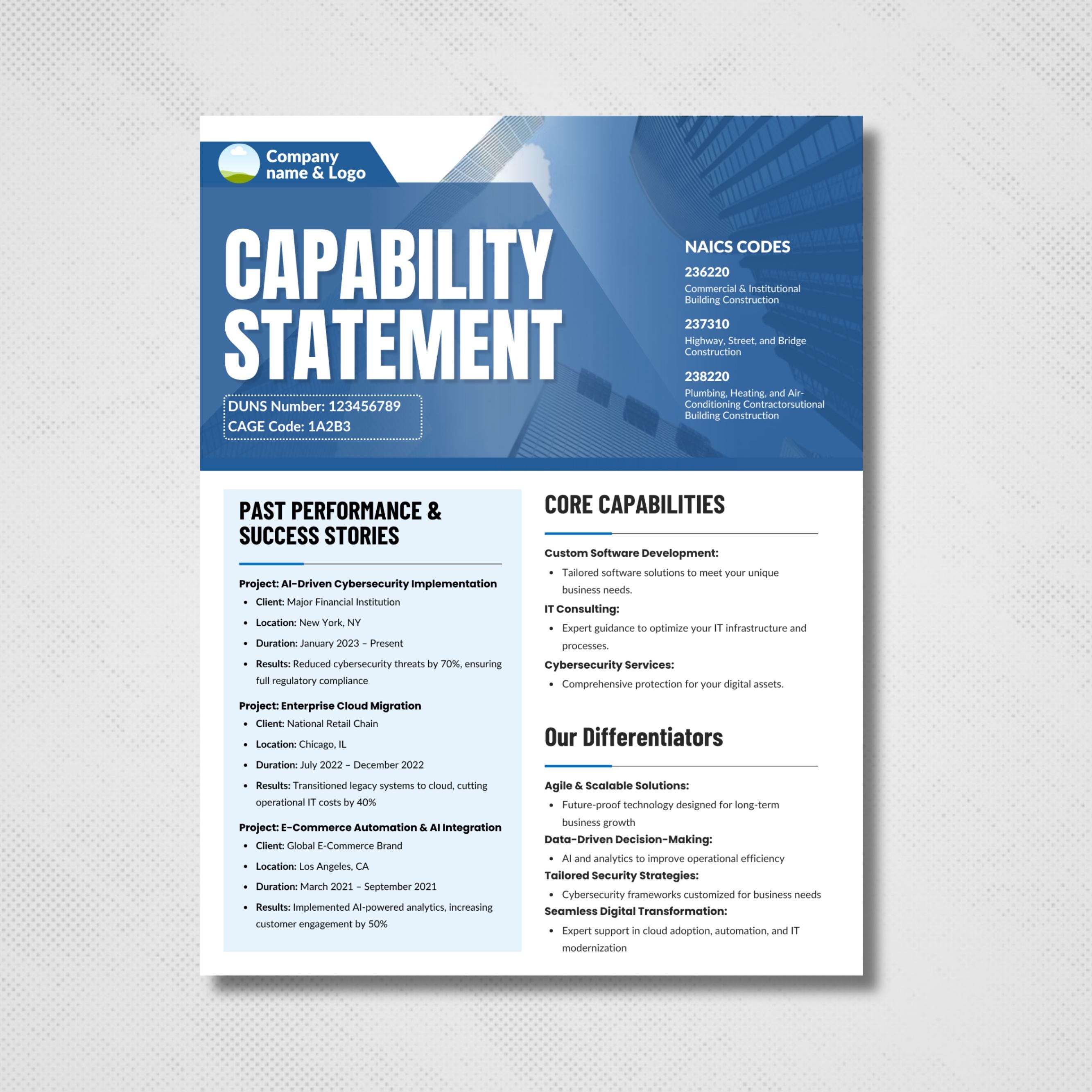 Capability Statement Template Canva, Corporate Flyer, Editable Business ...
