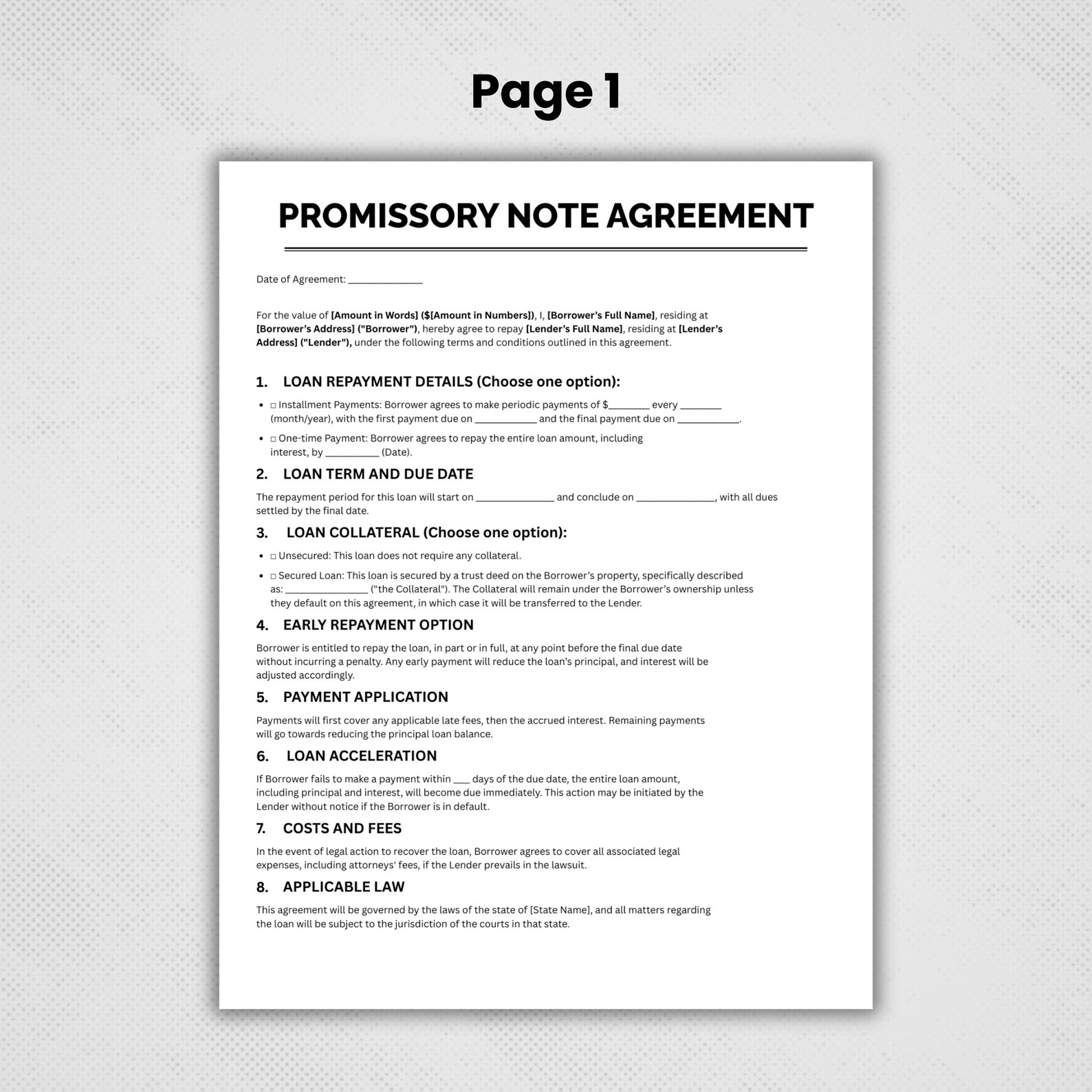 Decorative Promissory Note Form.pdf Promissory Note Template, Editable Promissory Note Form, Professional ...