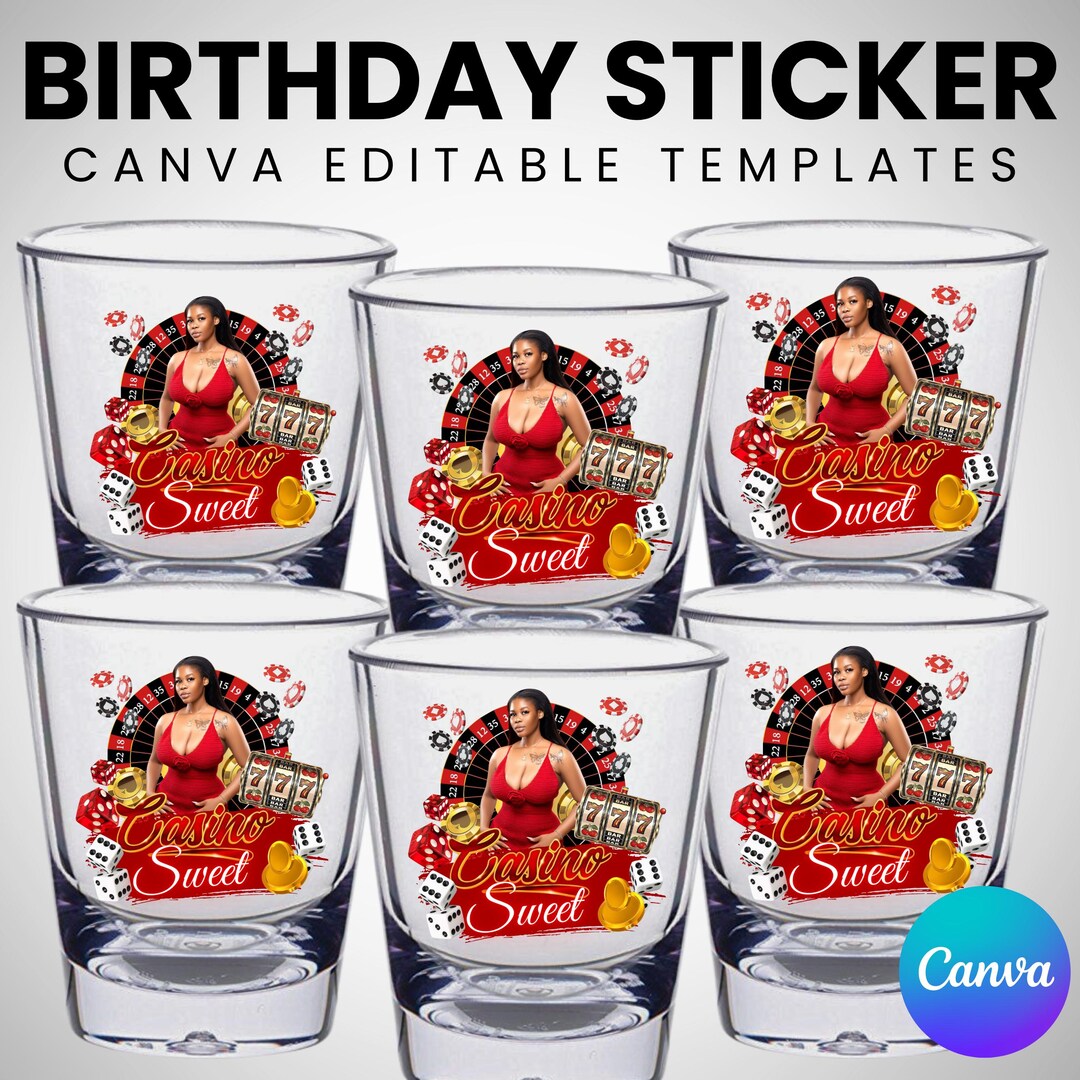 Shot Glass Sticker, Casino Theme Birthday Sticker, Styrofoam Cup ...