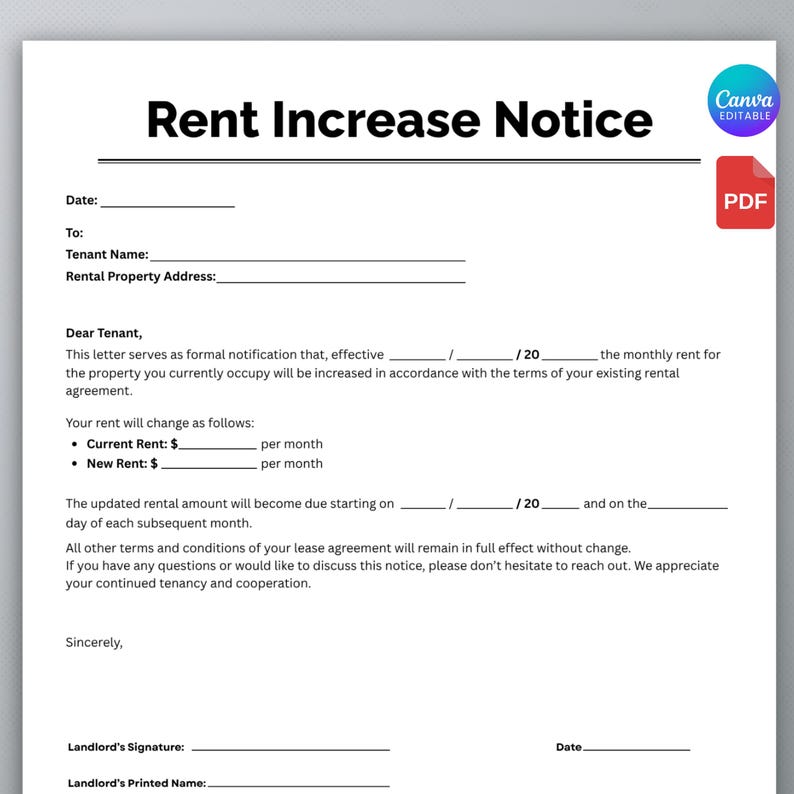 Alberta Rent Increase Form.pdf Printable Rental Increase Notice, Rental Increamental Form, Rent ...