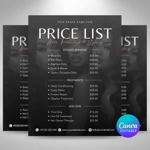 Price List Template, Hair Pricing Flyer, Price List Flyer,Pricing Guide Sheet,Salon Business Flyer,Price Guide Template, Business Price List