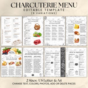 Charcuterie Business Pricelist Menu Board Template, Charcuterie Menu Card, Price & Menu List, Grazing Table Menu, Charcuterie Menu List