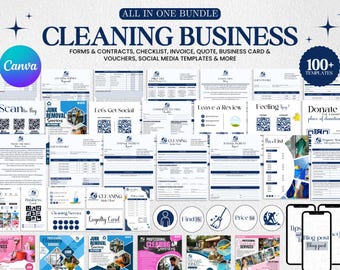 Cleaning business Bundle, Cleaning Forms bundle, Cleaning Service agreement, Cleaning Business Flyer, Cleaning Social media Posts