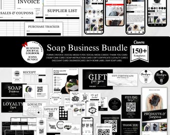Editable Soap Business Bundle, Editable Soap Labels, Soap Care Cards, Soap Business Branding Kit, Canva Template Instant Download