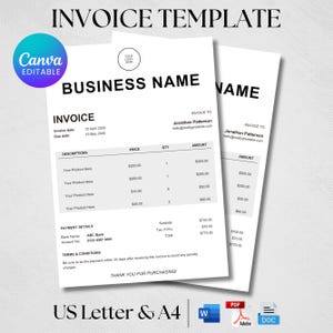 Invoice Template, Minimalist Business Invoice, Editable Receipt Form, Receipt Order, Editable Client Invoice, Small Business Billing Form