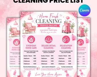 House Cleaning Price List, Business Marketing Canva Template, Editable Pricing Guide, Printable Business Flyer, Digital Download