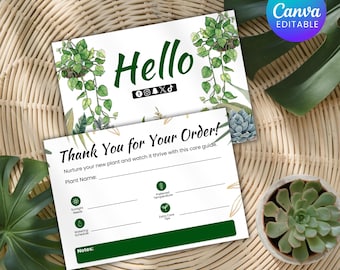 Plant Care Card, Care Card Template, Succulent Plant Care Card, Indoor Plant Card, Houseplant Care Card Guide, Canva Template