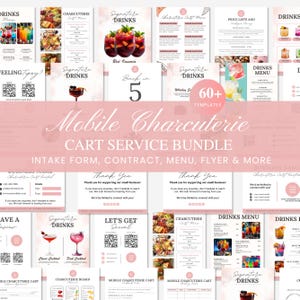 Mobile Charcuterie Cart Bundle, Charcuterie Cart Contract Agreement, Intake Form, Charcuterie Cart Business Card, Charcuterie Cart Menu