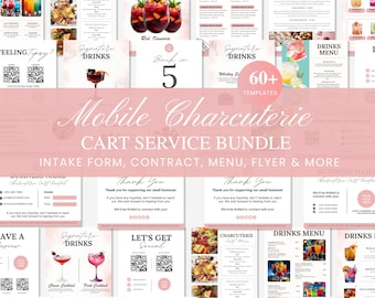 Mobile Charcuterie Cart Bundle, Charcuterie Cart Contract Agreement, Intake Form, Charcuterie Cart Business Card, Charcuterie Cart Menu