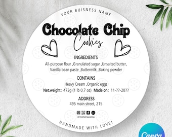 Editable Cottage Food Label,Printable Food Label,Cottage Law Cookie Label,Diy Bakery Ingredient Label,Home Bakery Stickers,Home Bakery Label
