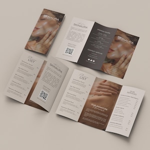 Medspa-brochure, brochure schoonheidsspecialiste, sjabloon huidverzorging schoonheid prijslijst, flyer schoonheidsspecialiste, canvassjabloon