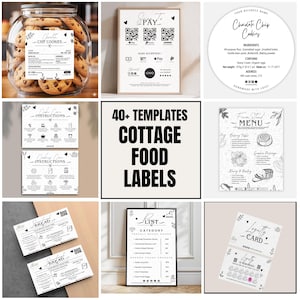 Cottage Food Labels Bundle, Cottage Law Labels, Cottage Bakery Business QR Code Sign Price List Loyalty Cards, Canva Template