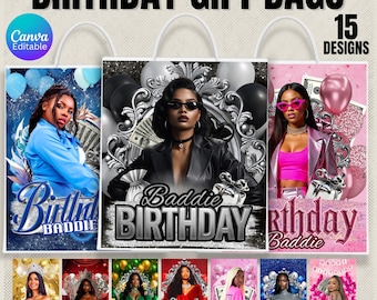 Editable Birthday Gift Bag Template, Birthday Party Favor Gift Bags, Create Unique Gift Wrap for Birthdays, Parties, and Special Events