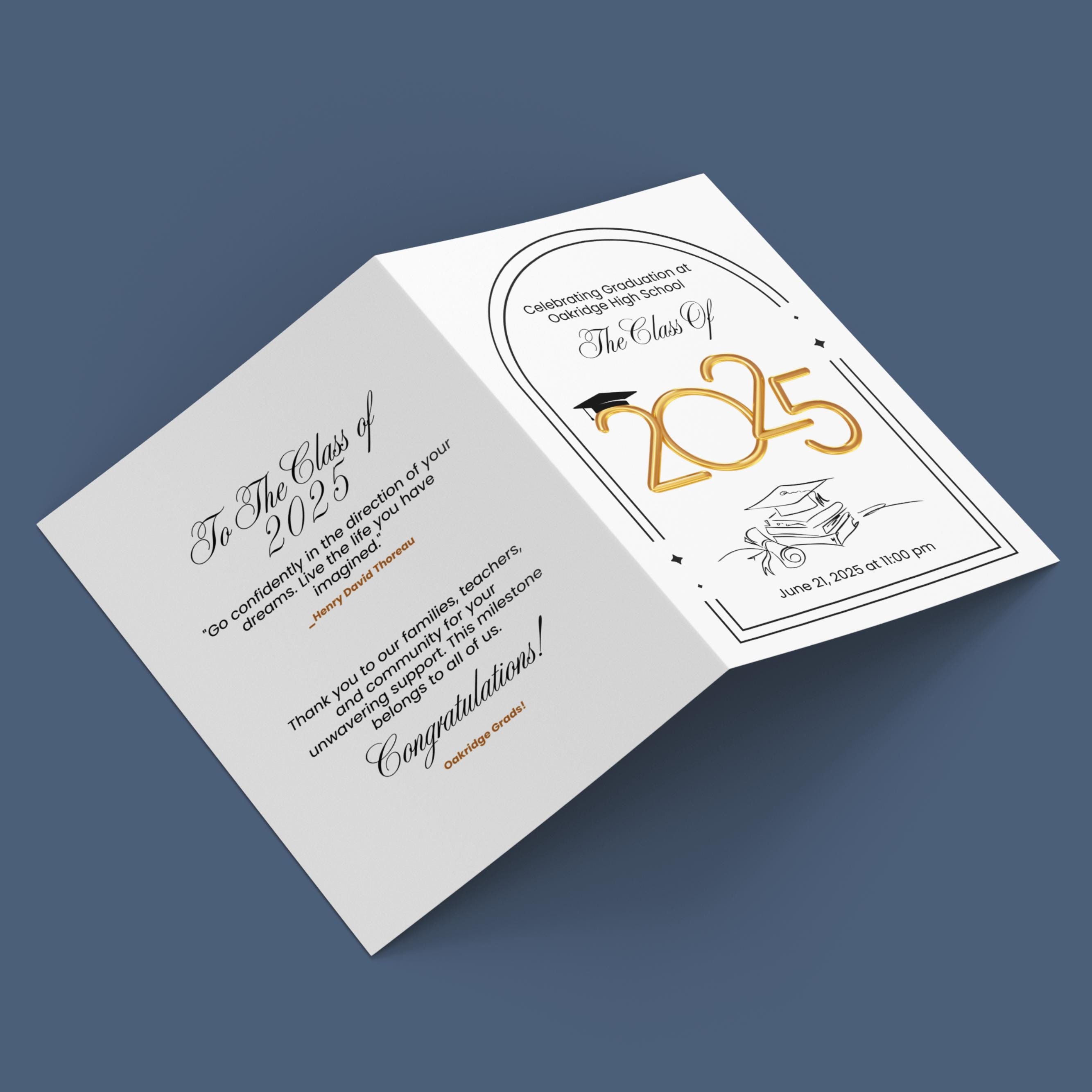 2025 Graduation Program Template, Editable 2025 Ceremony Card, Class of ...