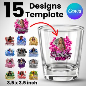 Shot Glass Sticker Template, Editable Party Shot Glass Template Customizable shot glass Design, Shot Glass Sticker Template Party shot glass