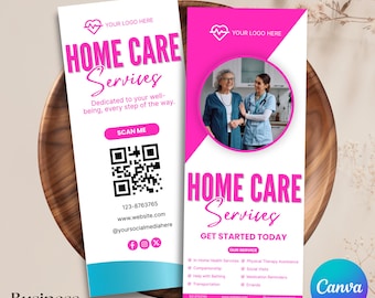 Home Care Business Rack Card Flyer, Modern Marketing Flyer For Home Care, Business Advertising Flyer Canva Template