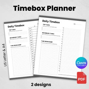 Printable Daily Timebox Planner, Time Blocking Planner, Daily Planner Printable, 24 Hour Planner,Timeboxing Digital Planner. Daily Timeblock