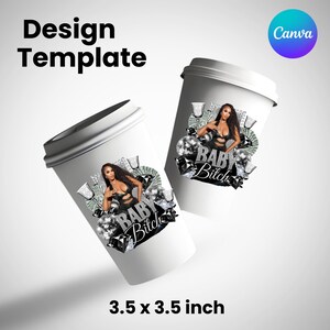 All Black Theme Birthday Sticker, Styrofoam Cup Sticker, Shot Glass, All Zodiac Signs, T-Shirt Design, Canva Template, Instant Download image 7