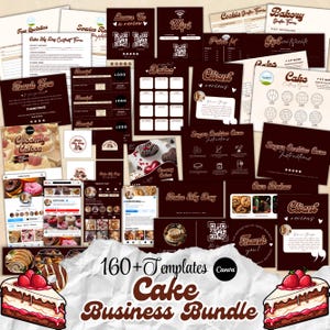 Bakery Business Bundle, Bakery Order Forms Canva Template, Digital Pricelist, Cookie Care Cards, Cake Cutting Guide, Instant Download