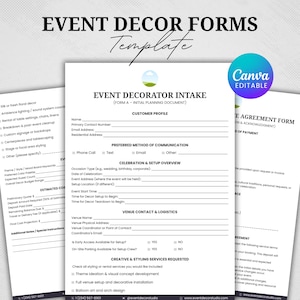 Bearbeitbarer Vertrag über Event-Dekorationsdienste, Mietvertrag für Event-Dekor, Partydekor-Services, Event-Planer, Canva-Vorlage