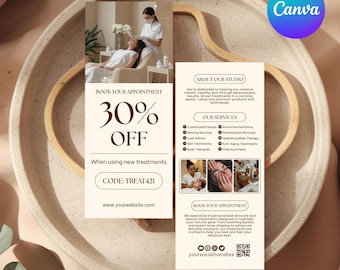 Esthetician Business Rack Card Flyer, Modern Marketing Flyer For Small Business, Business Advertising Flyer Esthetician Flyer Canva Template