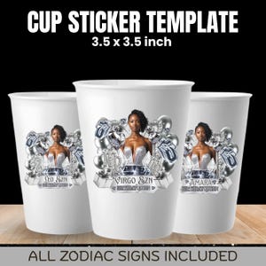 Styrofoam Cup Sticker Template, Diamond and Pearls Editable Party Cup Template Customizable Styrofoam Cup Design, Cup Sticker Template