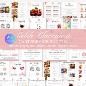 Mobile Charcuterie Cart Bundle, Charcuterie Cart Contract Agreement, Intake Form, Charcuterie Cart Business Card, Charcuterie Cart Menu