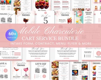 Mobile Charcuterie Cart Bundle, Client Intake Form, Charcuterie Contract, Menu, Flyer, Business Signs and More, Instant Download