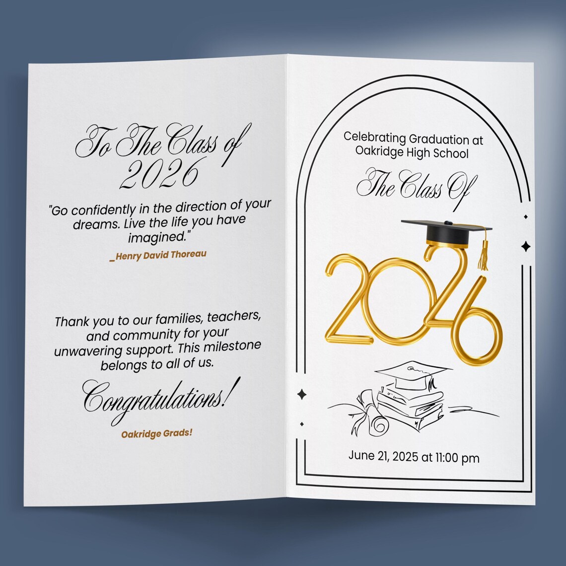 2026 Graduation Program Template, Editable 2025 Ceremony Card, Class of ...
