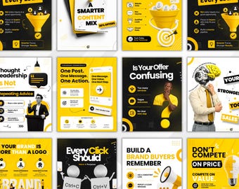 Modern B2B Marketing Social Media Post + Story Templates, LinkedIn & Instagram Templates for Business, Canva Templates for Content Creator