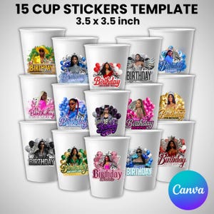 Styrofoam Cup Sticker Template, Editable Party Cup Template Customizable Styrofoam Cup Design, Cup Sticker Template, Custom Party Cups Canva