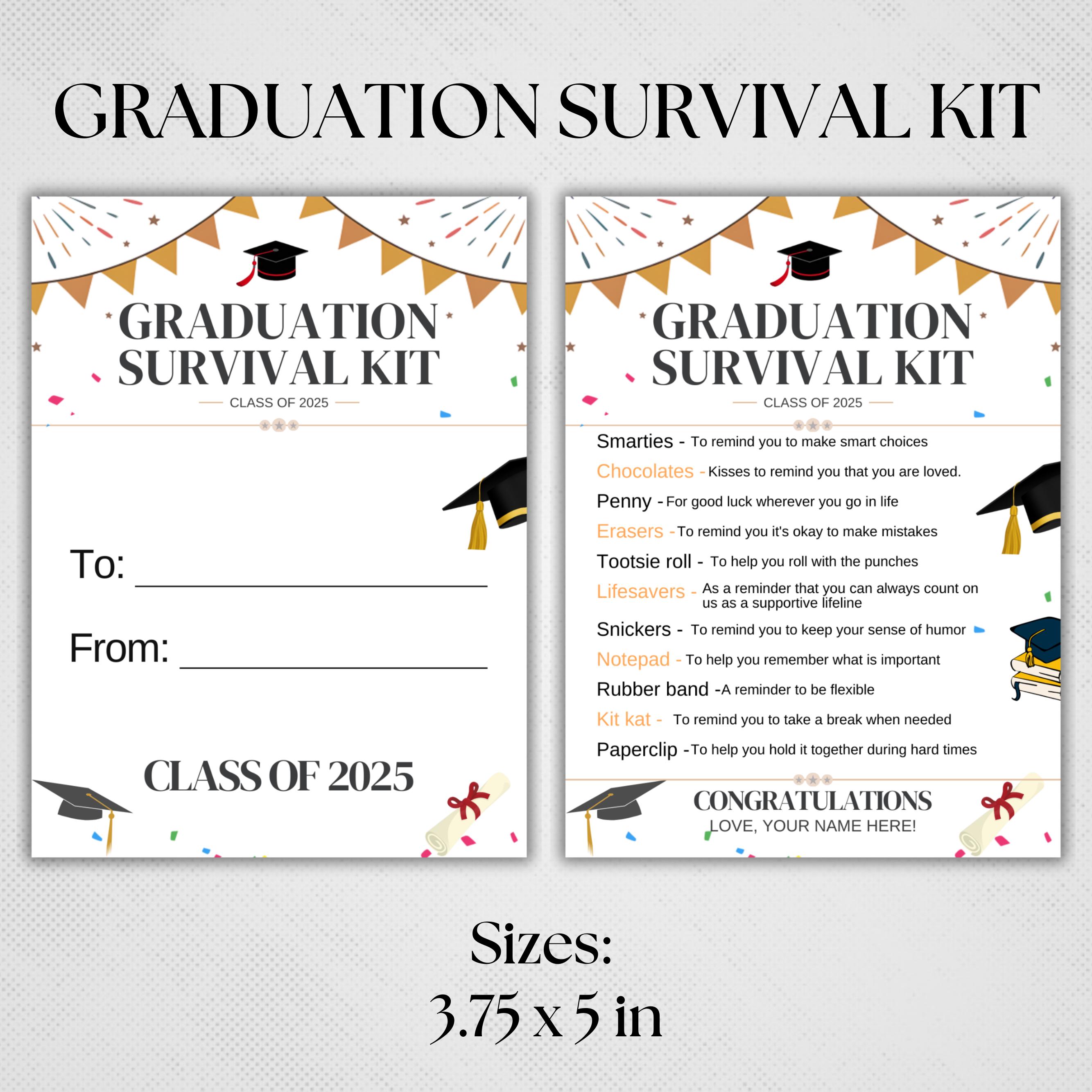 Graduants Kit EDITABLE Graduation Survival Kit, After Graduation Survival Kit ...