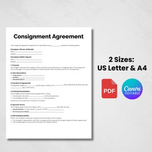 Consignment Sign Pdf Editable Consignment Agreement Template, Consignment Template ...