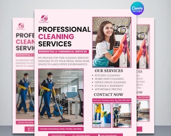 Cleaning Business Flyer Canva Template, Residential & Commercial Cleaning Services, House Cleaning, Instant Download