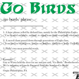 Go Birds Definition, Philadelphia Eagles, Adler Wandkunst, Go Birds, Philly Dekor & Poster, Fliegen Adler fliegen, digitaler Download (PDF-Dateien)