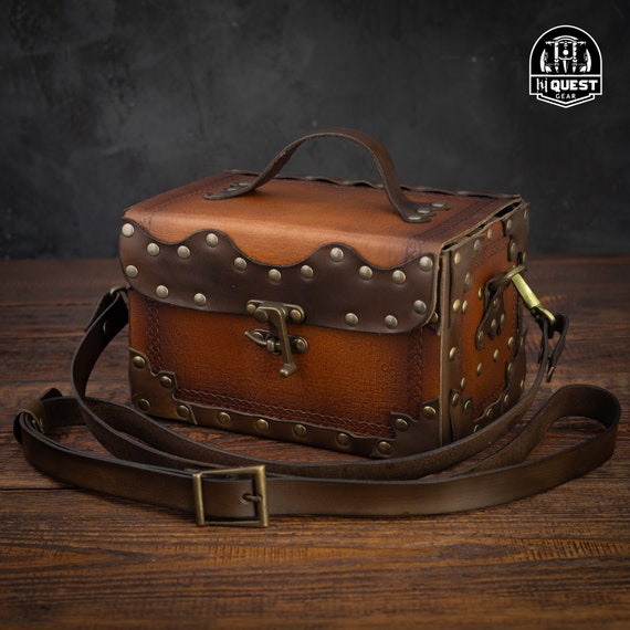 Handmade Leather Potion Bag: Steampunk Alchemist Trunk With Vials