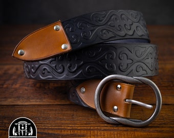Handgefertigter Renaissance Gürtel aus Leder: Mittelalter Larp Cosplay Accessoire