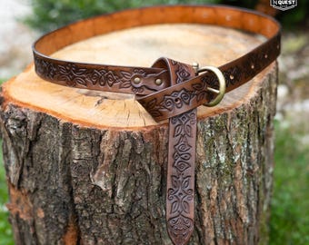 Elven Belt, Ren Faire Belt, Fantasy Costume , Brown Leather,  Renaissance Festival Accessory