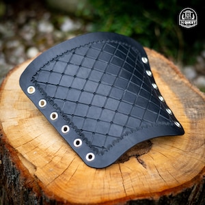Black Leather Bracers, Checkered Arm guards, Ren Faire, LARP, Fantasy, Cosplay, Halloween