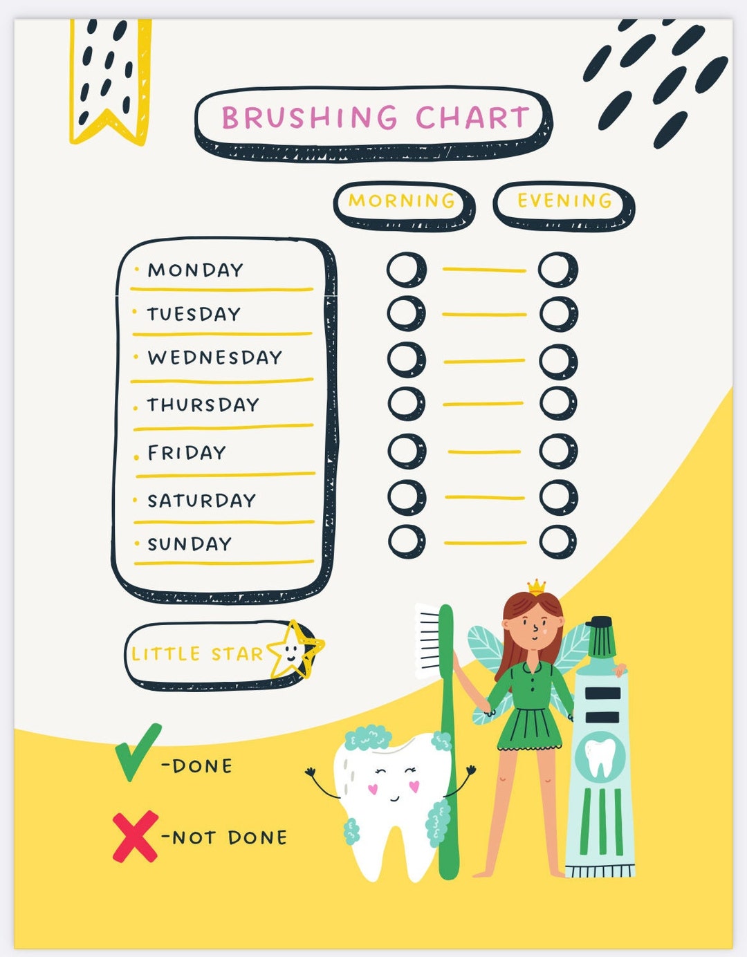 PDF Printable Kids Brushing Teeth Chore Chart - Etsy